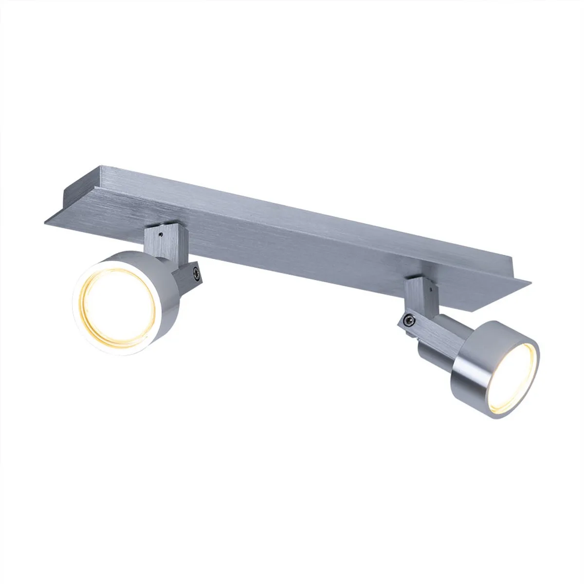 Plafondlamp zwenkbare plafondlamp 2 spots chroom, 2x LED 3,2W 240Lm warm wit, LxBxH 34x7x14 cm van Globo in Zilver – productfoto