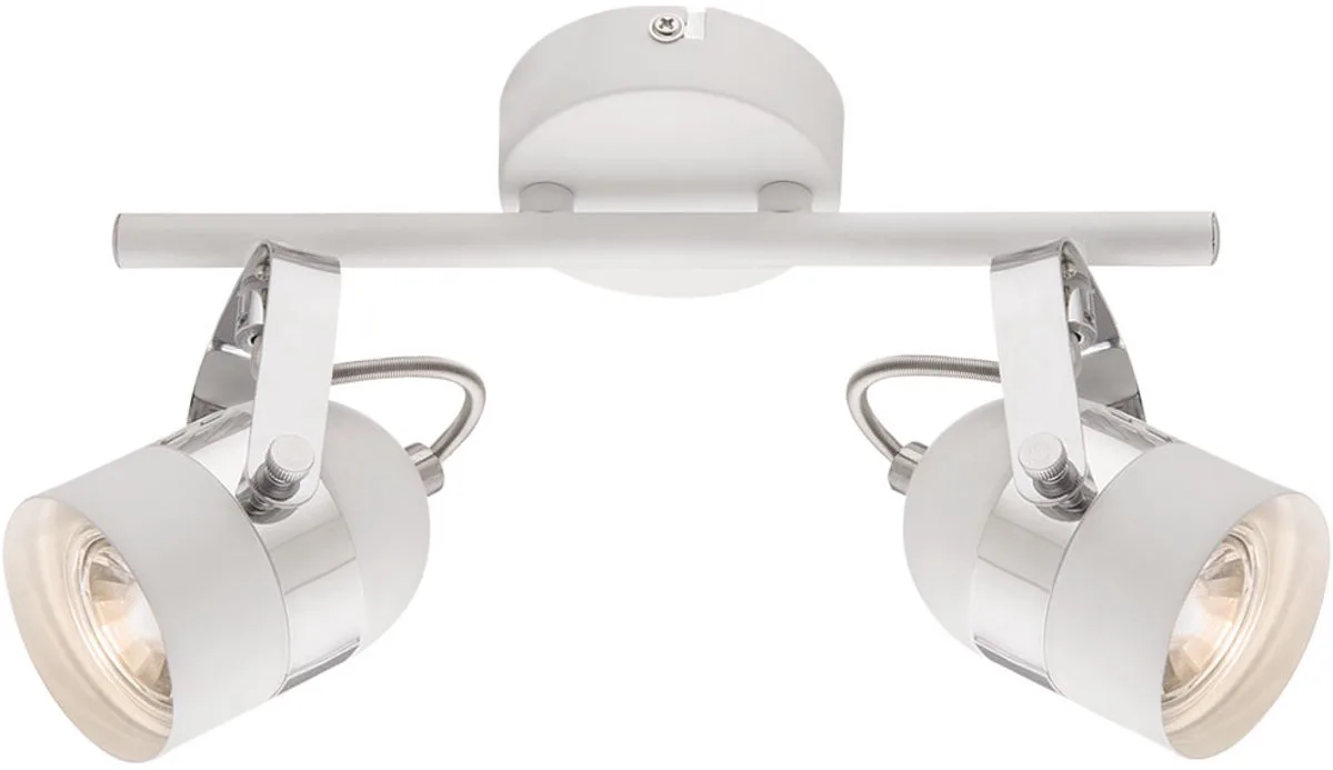 Plafondlamp zwenkbare plafondspot 2 vlammen plafondlamp chroom wit, metaal, 2x LED 5W 290Lm warm wit, LxH 30x14,5 cm von Globo in Weiß – Produktfoto