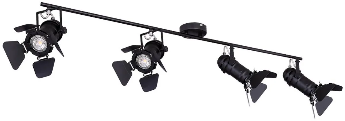 Plafondlampen Plafondlamp Plafondspot Eetkamerspot met verstelbare filmspots, metaal, 4x GU10 fitting, LxH 125x26,5 cm von Globo in Schwarz – Produktfoto