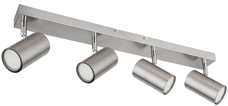 Plafondspot 4 vlammen Plafondlamp 4 vlammen GU10 woonkamer Modern, draaibaar, metaal, 4x GU10, LxBxH 56x6x12 cm de Globo en Argent – photo produit