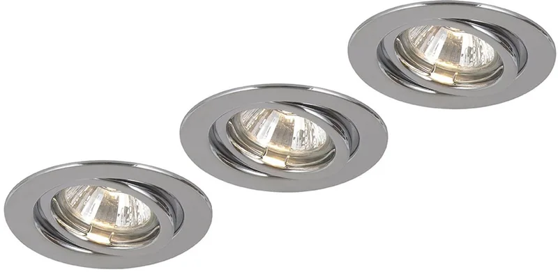 Plafondspot Inbouwspot Plafondlamp Woonkamerlamp, metaal chroom rond, GU10 fitting, D 9,7cm, set van 3 de Globo en Argent – photo produit