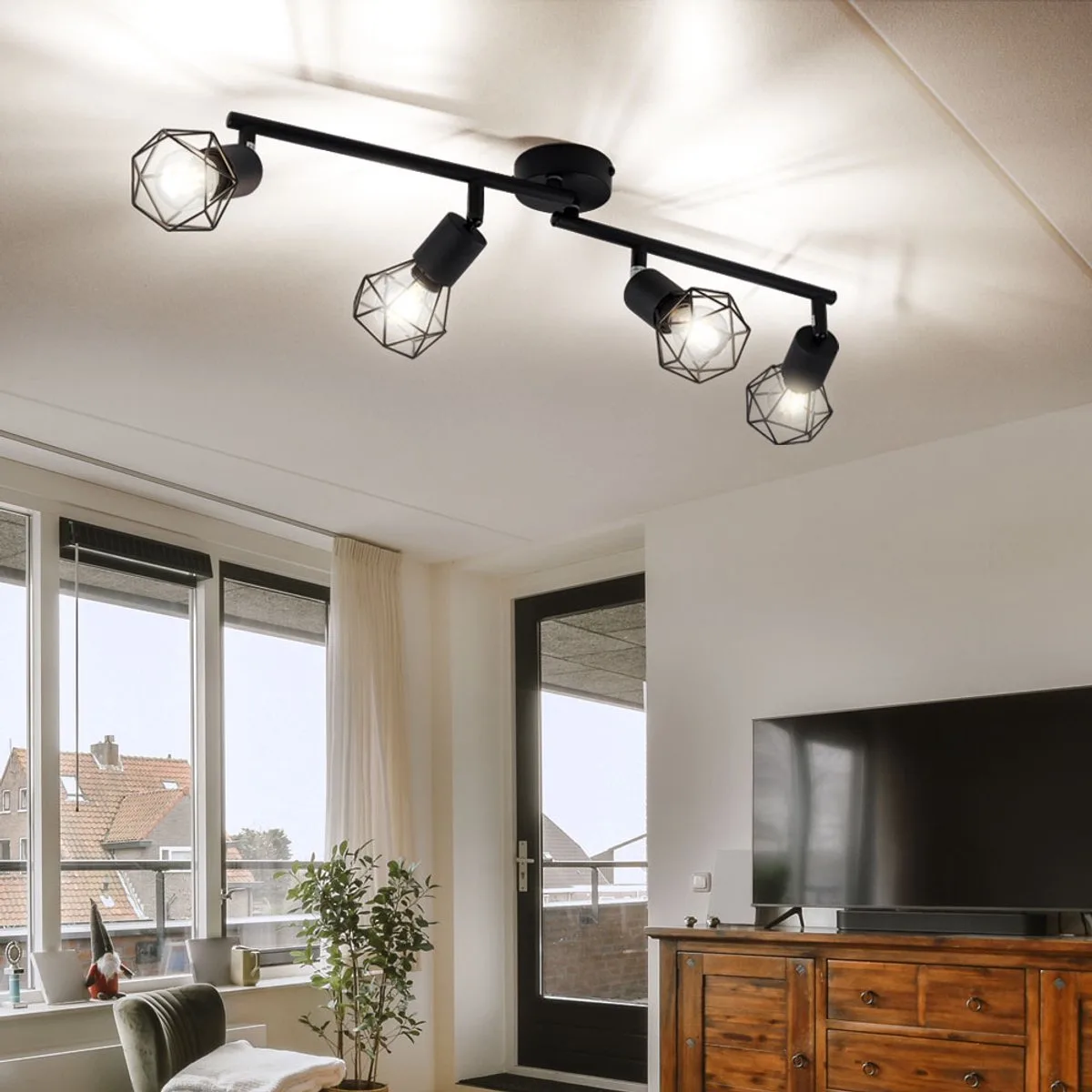 Plafondspot kooi spot verstelbaar in set incl. LED lamp de Globo en Noir – photo produit