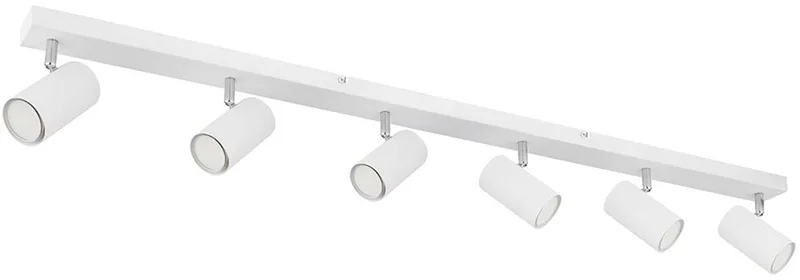 Plafondspot Plafondlamp 6-vlam beweegbare spots, woonkamerlamp metaal, 6x GU10 stopcontacten, LxBxH 115x6x12cm by Globo in White – product photo