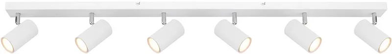 Plafondspot Plafondlamp 6-vlam wit, beweegbare spots, woonkamerlamp metaal, 6x GU10 stopcontacten, LxBxH 115x6x12cm von Globo in Messing – Produktfoto