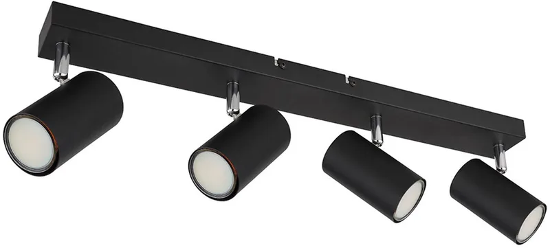 Plafondspot Plafondlamp spot 4 vlammen woonkamer modern, draaibare spot, metaal, 4x GU10, LxBxH 56x6x12 von Globo in Schwarz – Produktfoto