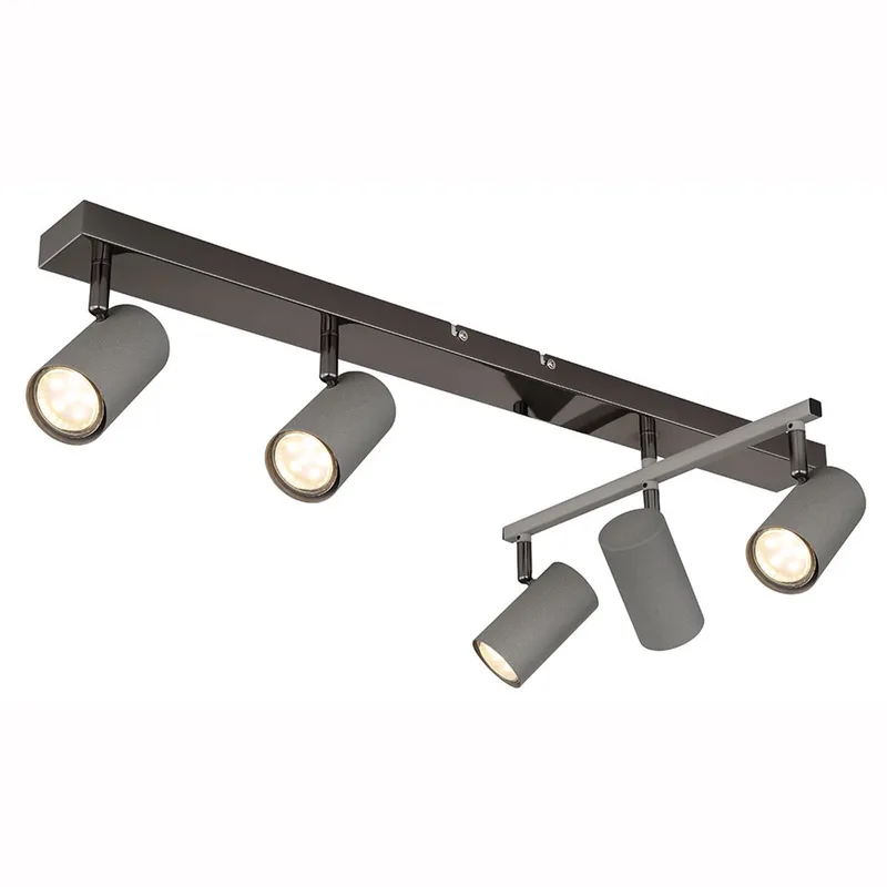 Plafondspot Plafondlamp Woonkamerlamp Eetkamerlamp Slaapkamerlamp, metaal zwartgrijs, verstelbare spots 5 vlammen GU10, L 70 cm von Globo in Grau – Produktfoto