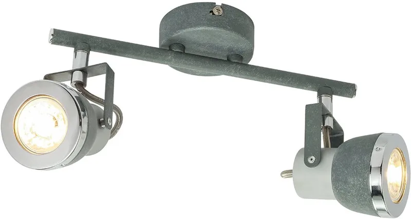 Plafondspot Woonkamerlamp Plafondlamp met verstelbare spots, steengrijs metaal, 2x GU10, LxH 26 x 18,5 cm de Globo en Gris – photo produit