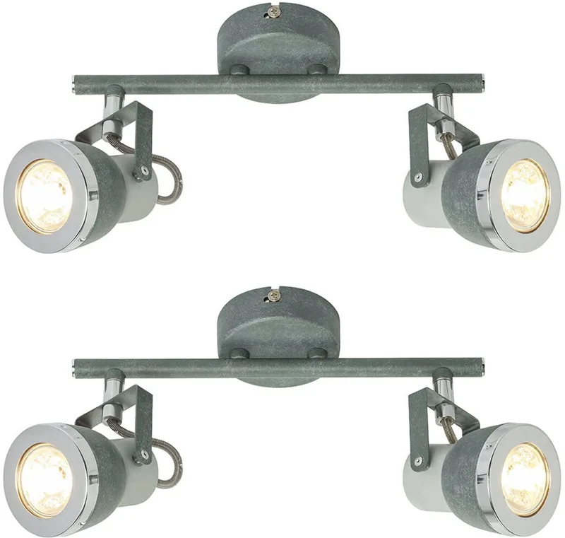 Plafondspot Woonkamerlamp Plafondlamp met verstelbare spots, steengrijs metaal, 2x GU10, LxH 26 x 18,5 cm, set van 2 de Globo en Gris – photo produit