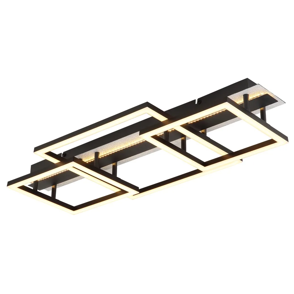Plafonnier, Lampe De Salon Led, Métal, Rectangulaire, L 70 Cm de Globo en Noir – photo produit