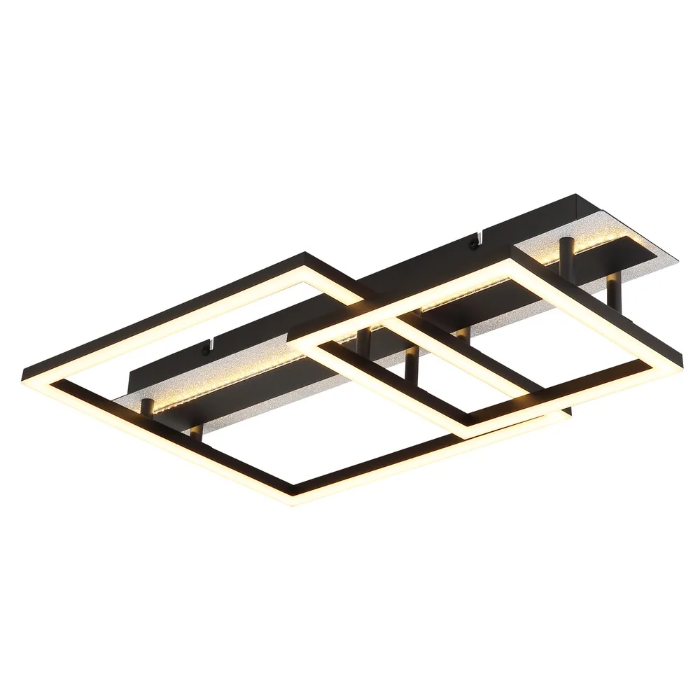 Plafonnier Led, Lampe De Salon, Mat Argenté, L 56 Cm de Globo en Noir – photo produit