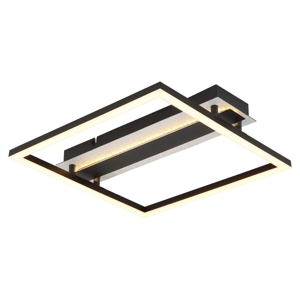 Plafonnier Led, Lampe De Salon, Rectangulaire, Métal, L 36 Cm de Globo en Noir – photo produit