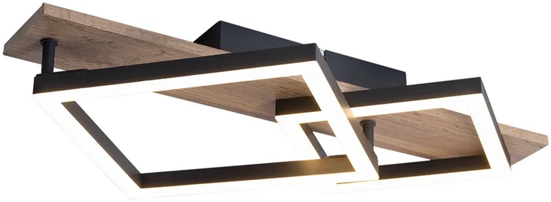 plafonniere - Beatrix - zwart - metaal - LED - 67294D1 de Globo en Naturel – photo produit