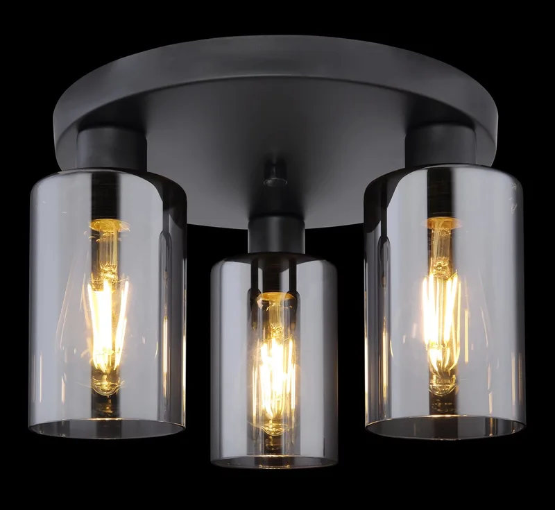 plafonniere - Hadera - glas smoke glas - Ø 34cm - E27 - 15465-3D by Globo in Black – product photo 1 of 2