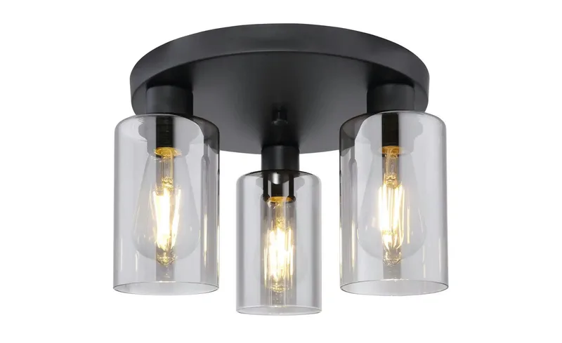 plafonniere - Hadera - glas smoke glas - Ø 34cm - E27 - 15465-3D by Globo in Black – product photo 2 of 2