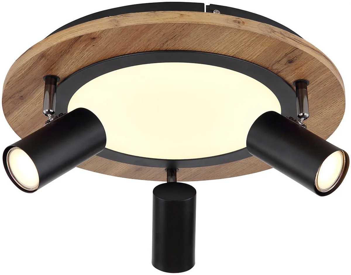 plafonniere - Kassu - zwart - metaal - Ø 40cm - LED - 67307D de Globo en Naturel – photo produit