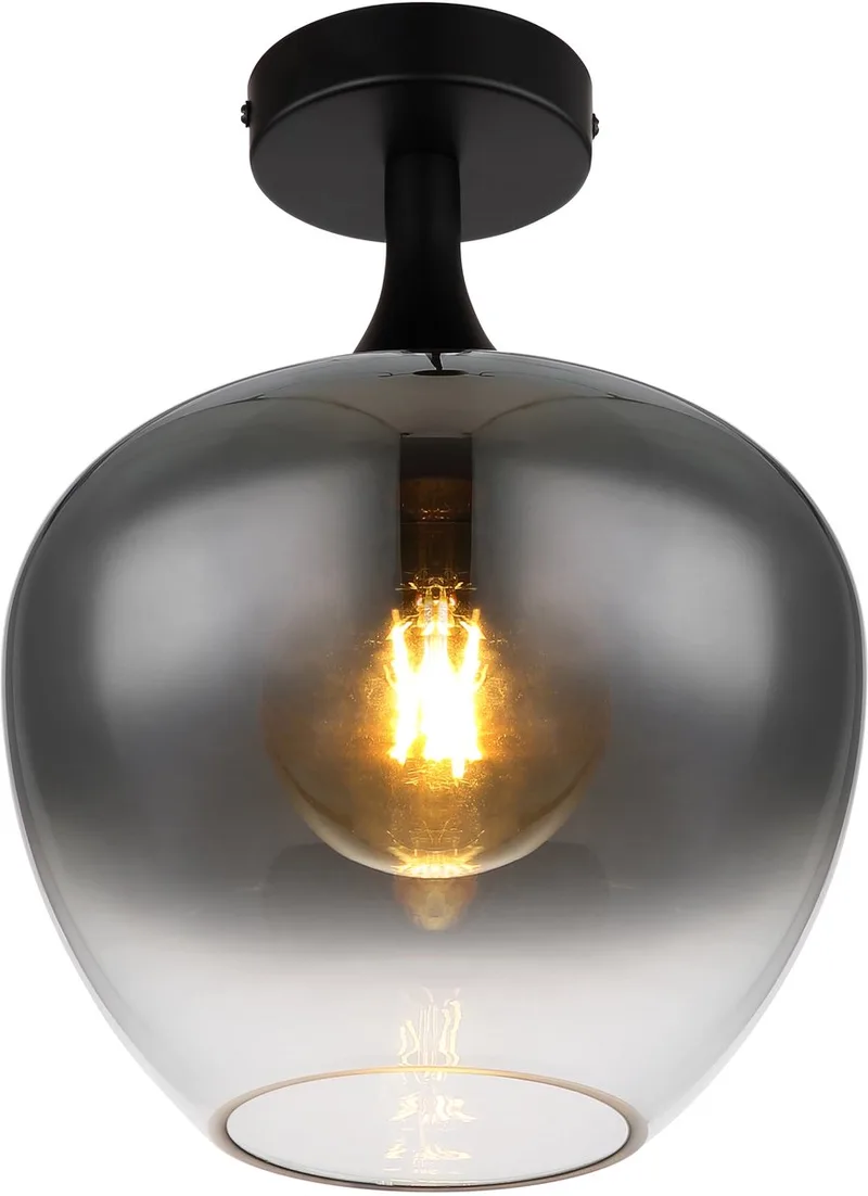 plafonniere - Maxy - glas smoke glas - Ø 24cm - E27 - 15548D by Globo in Black – product photo