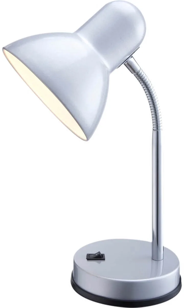 Praktische tafellamp metaal kunststof - BASIC by Globo in Silver – product photo
