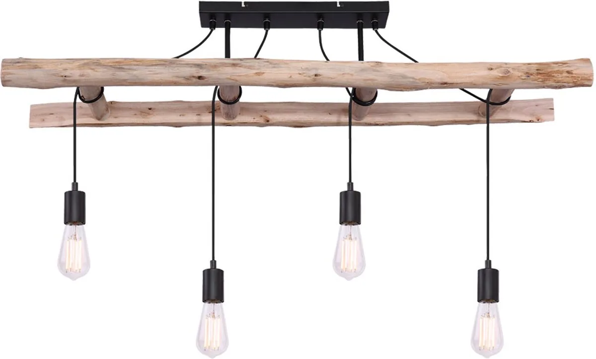 Retro hanglamp hout vintage hanglamp hout in ladder design plafondlamp hout , 4x E27, LxBxH 115x30x80 cm de Globo en Noir – photo produit