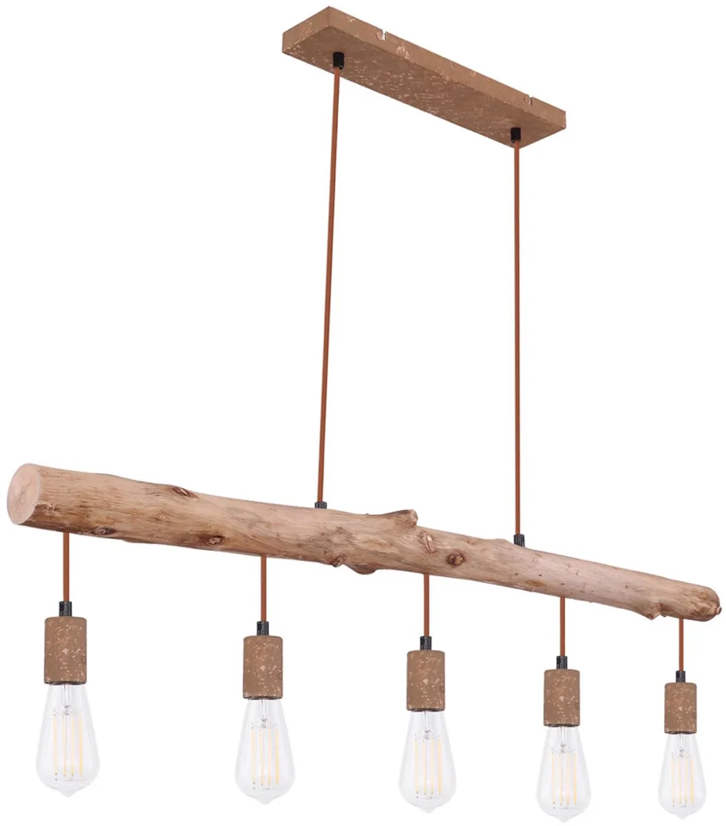 RETRO hanglamp plafondlamp woonkamer hout balk hanglamp in hoogte verstelbaar roestkleurig de Globo en Marron – photo produit