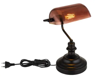 Schreibtischlampe ANTIQUE, ohne Leuchtmittel, Klassische Schreibtischleuchte, Antik-look Tischleuchte, Bankerlamp fra Globo i Brun, Sort – produktbillede 1 af 5