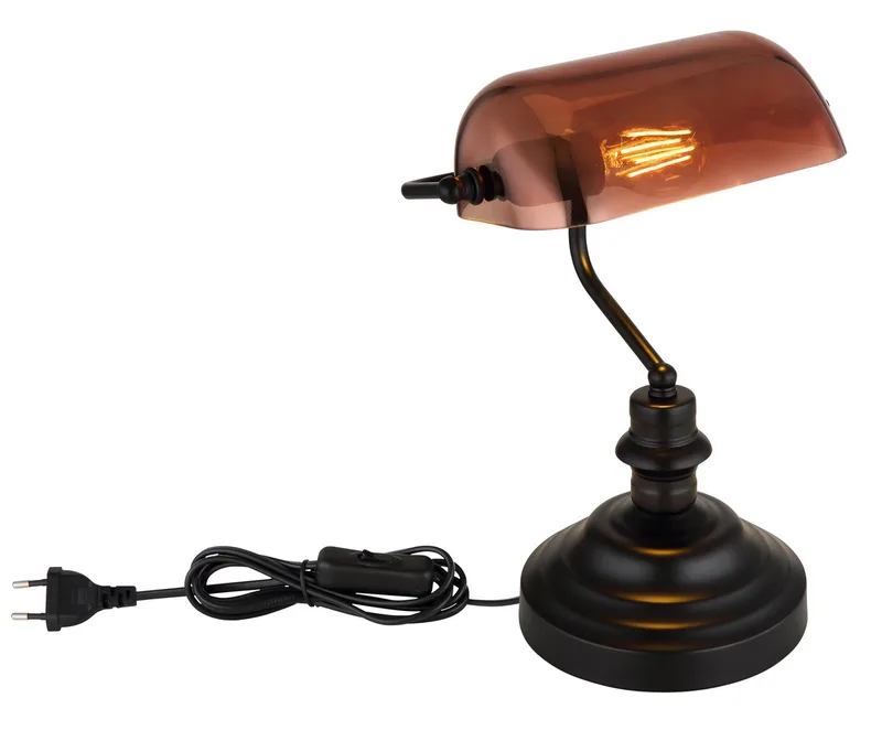 Schreibtischlampe ANTIQUE, ohne Leuchtmittel, Klassische Schreibtischleuchte, Antik-look Tischleuchte, Bankerlamp fra Globo i Brun, Sort – produktbillede 1 af 5