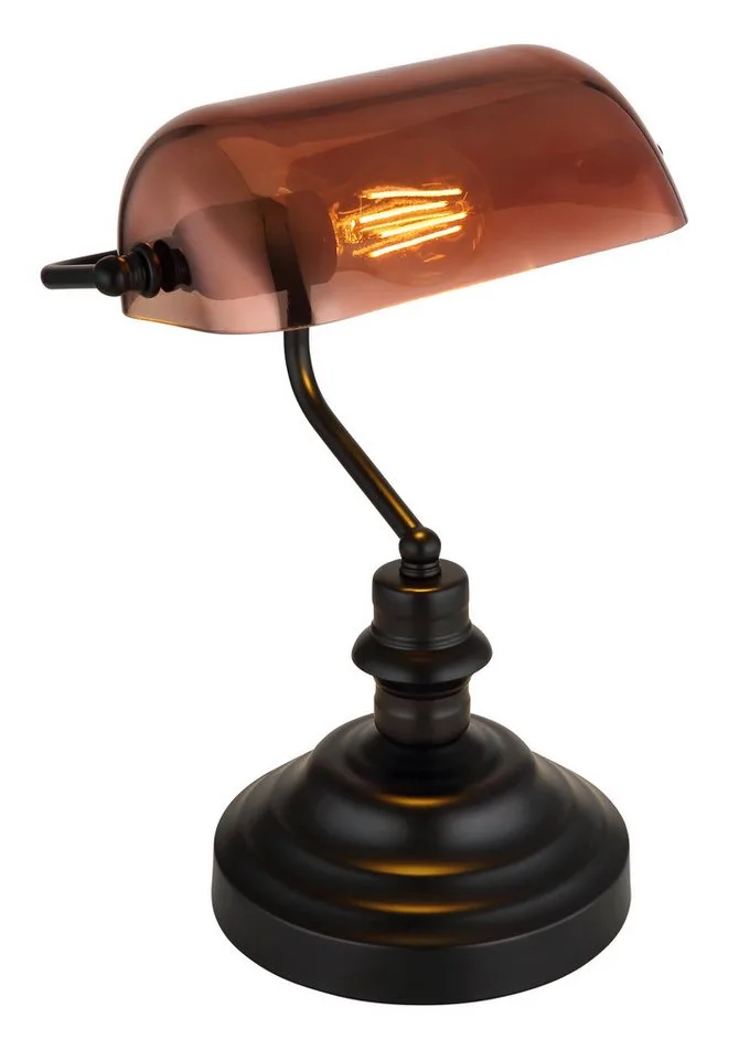 Schreibtischlampe ANTIQUE, ohne Leuchtmittel, Klassische Schreibtischleuchte, Antik-look Tischleuchte, Bankerlamp fra Globo i Brun, Sort – produktbillede 3 af 5