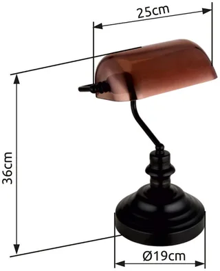 Schreibtischlampe ANTIQUE, ohne Leuchtmittel, Klassische Schreibtischleuchte, Antik-look Tischleuchte, Bankerlamp fra Globo i Brun, Sort – produktbillede 5 af 5