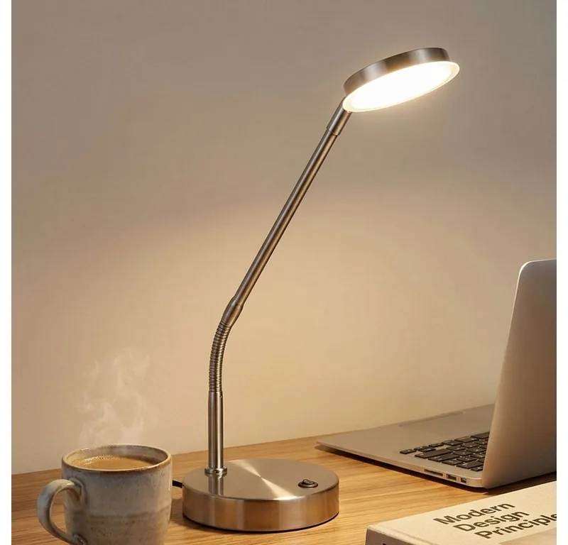 Schreibtischlampe, LED-Leuchtmittel fest verbaut, Farbwechsel, Neutralweiß, Kaltweiß, Warmweiß, Tageslichtweiß, LED Tischleuchte Tischlampe LeselampeTouchdimmer Flexo CCT H 53,5 cm de Globo en Argent – photo produit