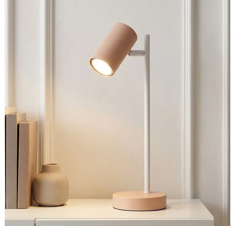 Schreibtischlampe, Leuchtmittel nicht inklusive, Tischleuchte Metall Tischlampe Spot beweglich mit Schalter från Globo i Beige – produktbild