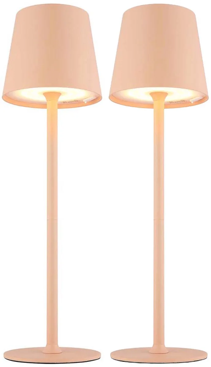 Set van 2 buitenlampen tafellamp bijzetlamp LED touchdimmer oplaadbaar USB perzikkleurig, 10,6 x 36 cm, balkon veranda terras fra Globo i Orange – produktbillede