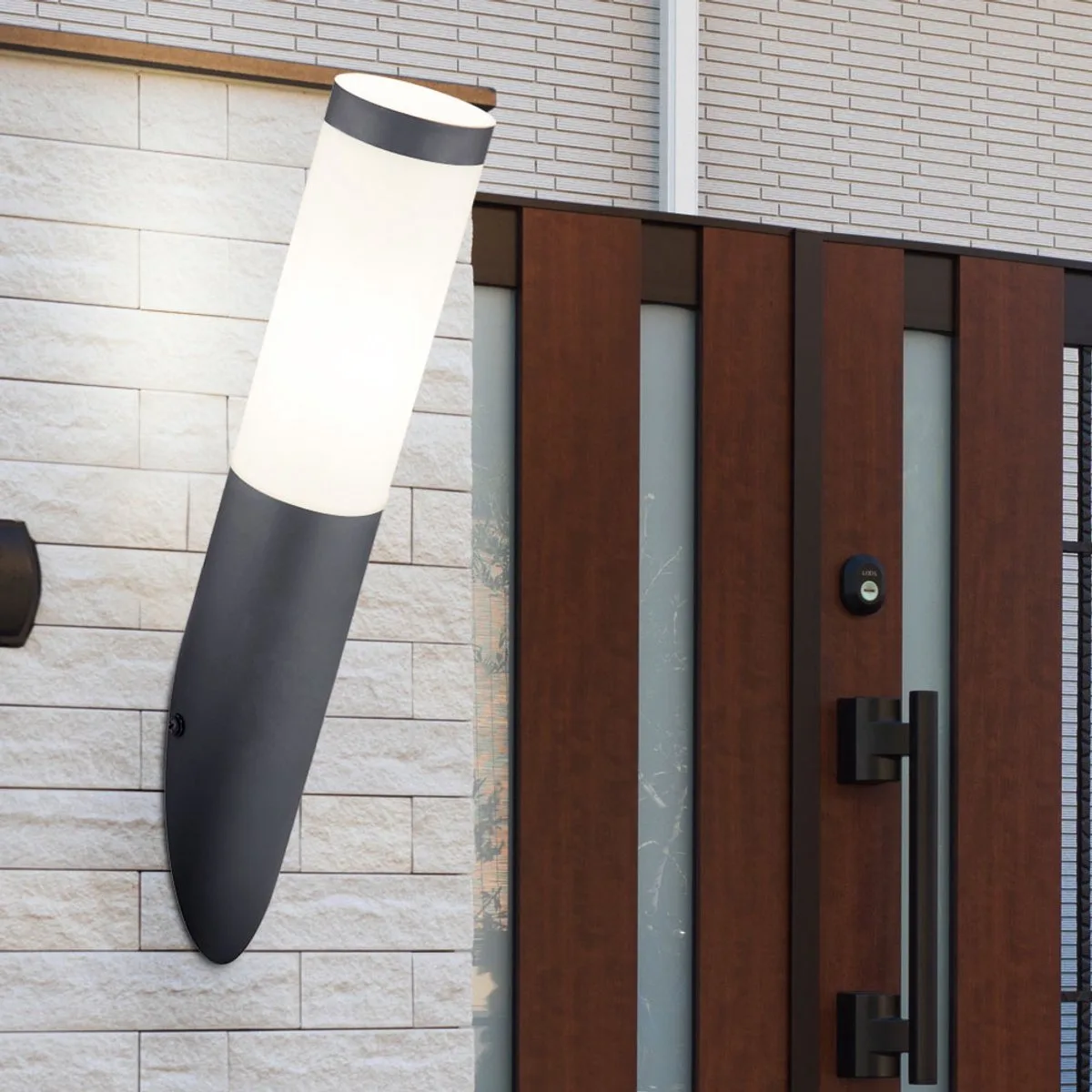Set van 2 buitenwandlampen STAINLESS STEEL fakkel tuinlamp incl. LED lamp van Globo in Antraciet – productfoto