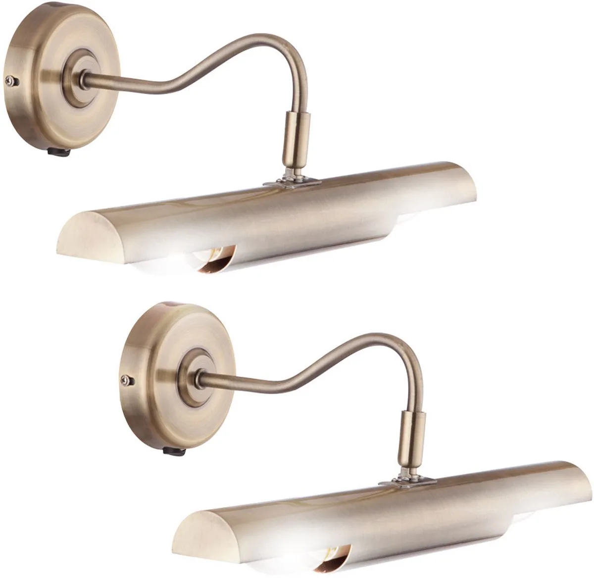 Set van 2 wandlampen LED fotolamp muurbeugel landelijke stijl oud wandlamp wandspot by Globo in Brass – product photo