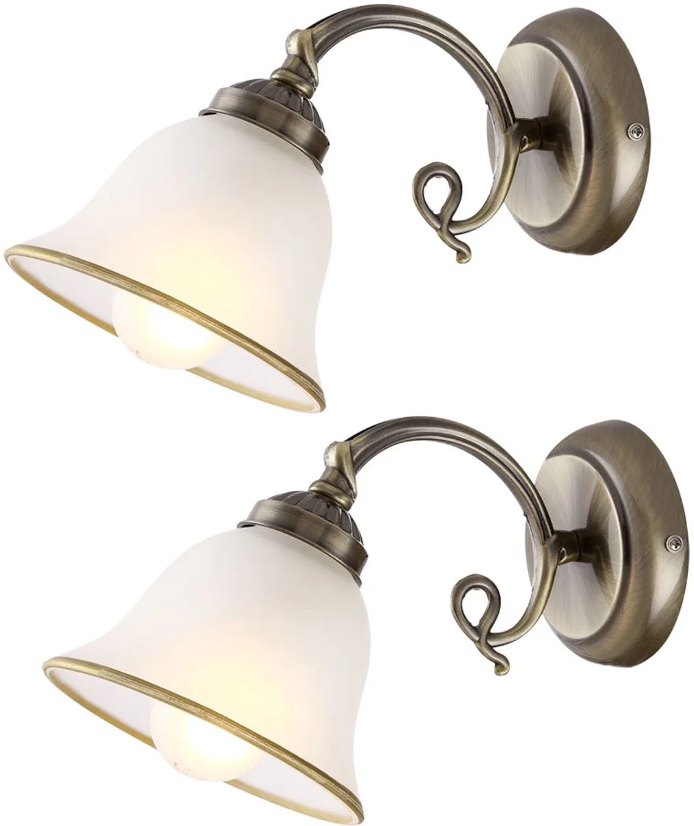 Set van 2 wandlampen woonkamer glazen leeslampjes gesatineerd oud vloerlampen de Globo en Laiton – photo produit