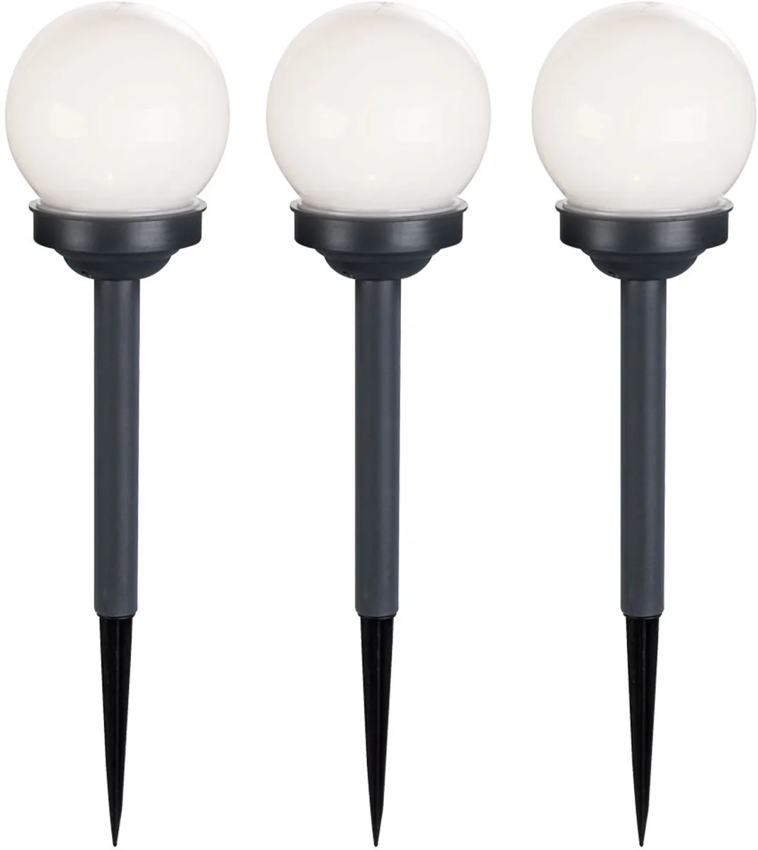Set van 3 LED outdoor solar lampen globe ontwerp aarde spike stekker lichten tuinpad verlichting by Globo in White – product photo