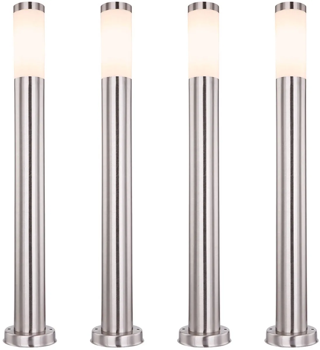 Set van 4 buiten staande lampen tuinlamp roestvrij staal tuinlamp buiten staande lamp, roestvrij staal, 1x E27, IP44, 12,7 x 80 cm by Globo in Silver – product photo