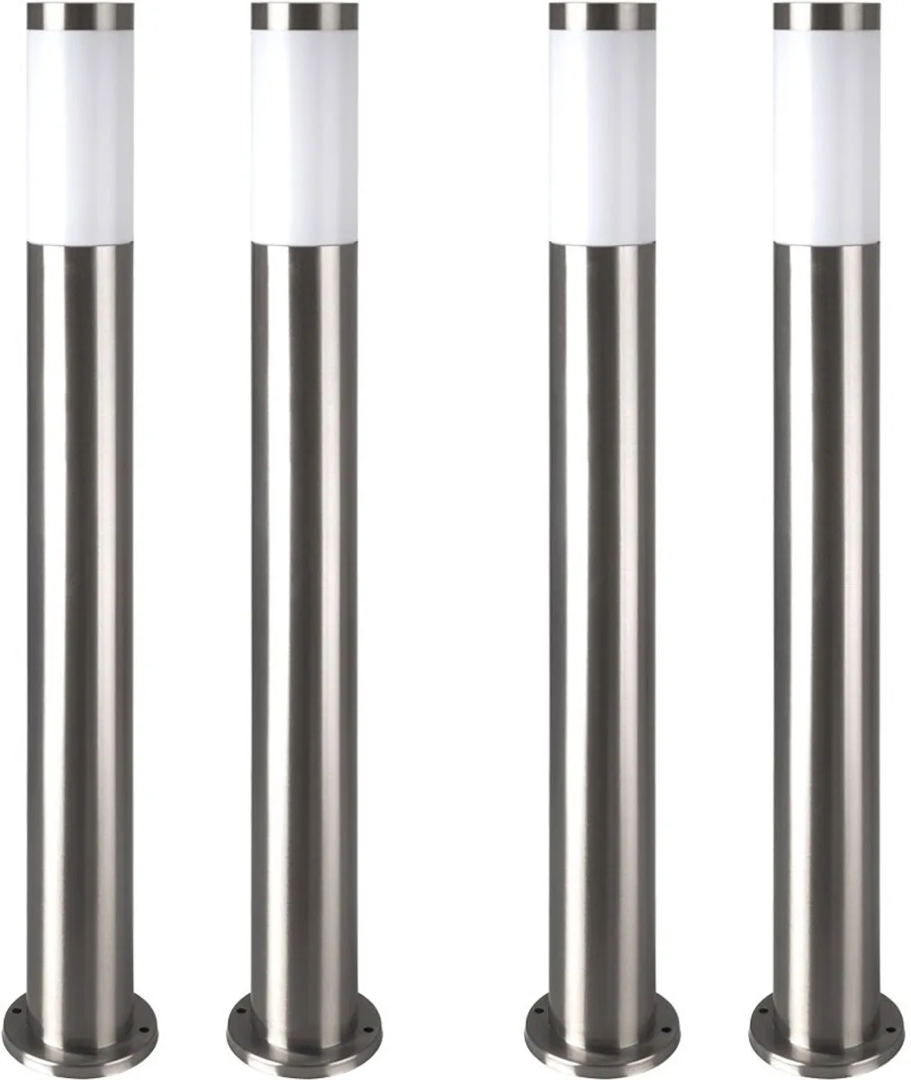 Set van 4 LED roestvrij stalen vloerlampen tuinpad verlichting patio voetstuk lampen de Globo en Argent – photo produit