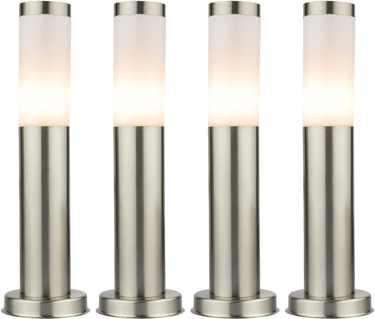 Set van 4 roestvrijstalen buitenlampen inclusief LED-lampjes by Globo in Silver – product photo