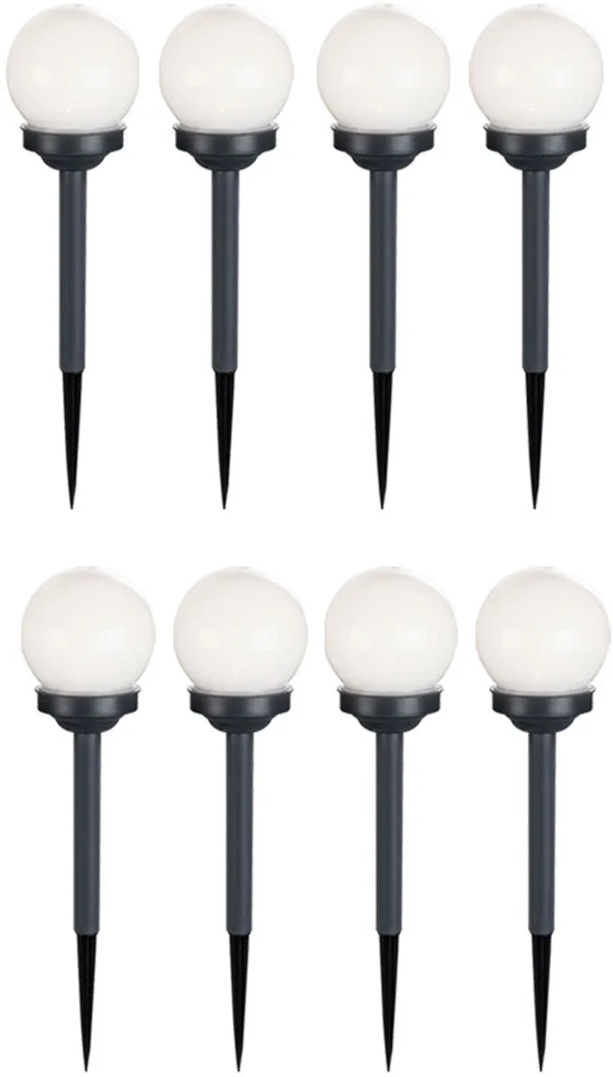 Set van 8 LED buiten solar lampen globe ontwerp aarde spike stekker lichten tuinpad verlichting de Globo en Blanc – photo produit