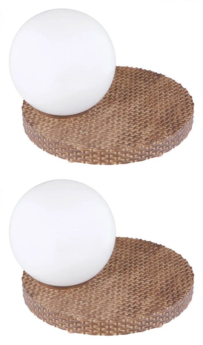 Solar terrasdecoratie outdoor tafel solar lantaarn voor buiten solar lamp batterij rotan look solar bal tuindecoratie balkon, licht grijs 1x LED, LxHxD 20x17x15 cm, set van 2 de Globo en Blanc – photo produit