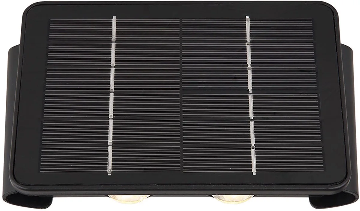Solarlamp buitenlamp balkon wandlamp modern hoekige tuinlamp batterij huis muur weerbestendig, kunststof, 1x LED 40lm 3000K, LxBxH 17x10,8x6,4 cm de Globo en Noir – photo produit