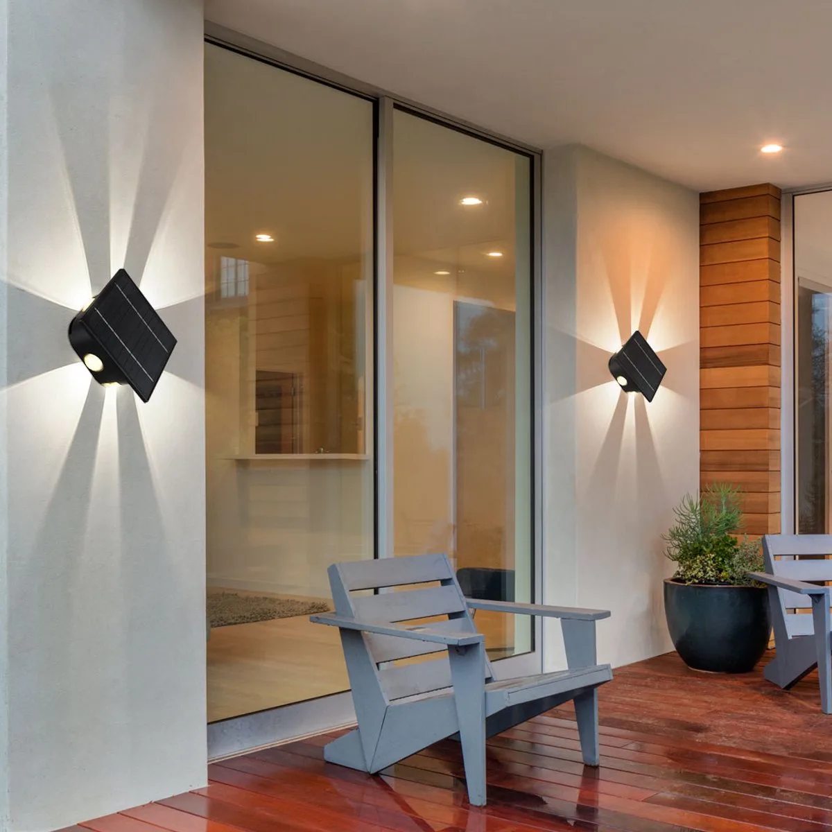 Solarlamp buitenlamp terras wandlamp modern, hoekige tuinlamp batterij huis muur weerbestendig, 1x LED 60lm 3000/6000K, LxBxH 13,1x7x13,1 cm von Globo in Schwarz – Produktfoto