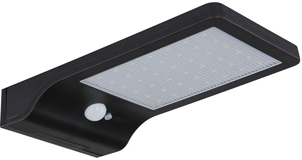 Solarlamp Wandlamp Buitenlamp Carportlamp Bewegingsmelder, kunststof, oplaadbare batterij IP44, LED 13000K 250Lm 0,2W, B 11 cm van Globo in Zwart – productfoto