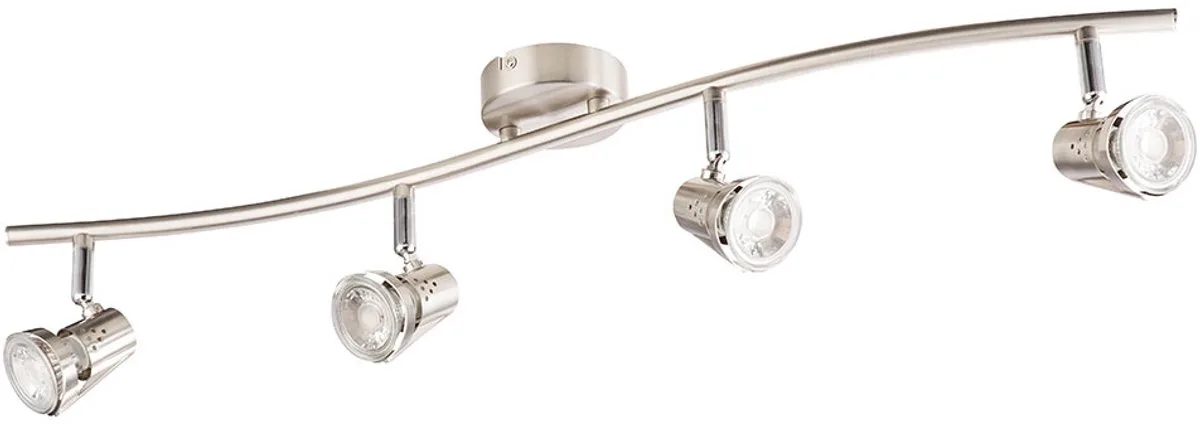 Spot bar woonkamerlamp 4 vlammen LED plafondlamp, spots beweegbaar chroom, 4x 5W 4x 345lm 3000K, LxH 70x15 cm von Globo in Silber – Produktfoto