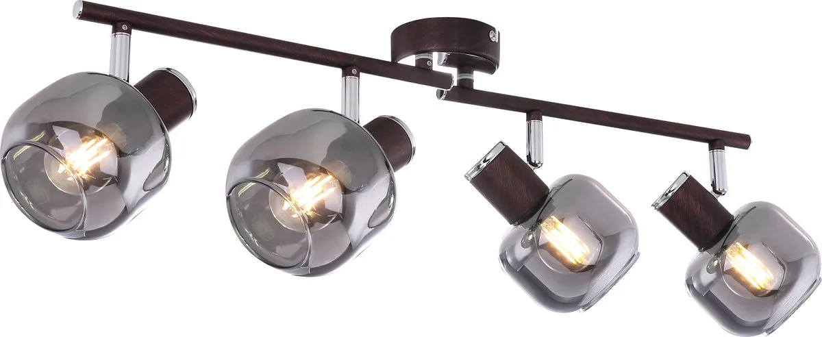 Spot - Pallo - glas metaal smoke glas - kleurglas-lamp - E14 - 54303-4 de Globo en Bronze – photo produit