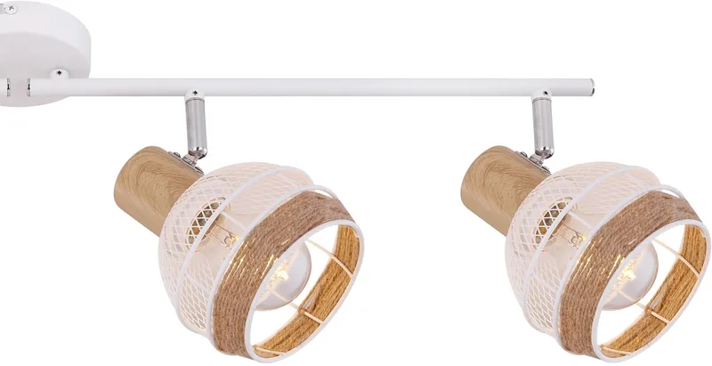 Widy loftlampe med deko i hampereb, 4 lyskilder fra Globo i Hvid – produktbillede