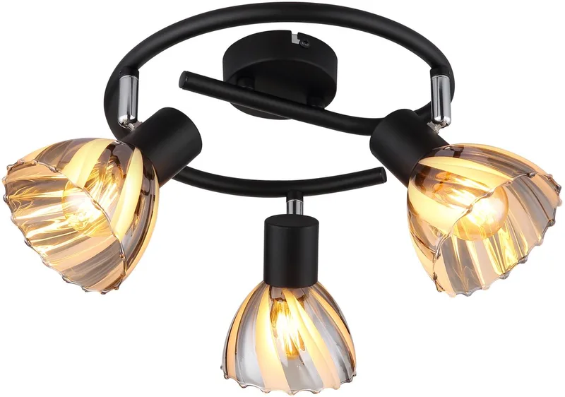 Spot - ZACHERY - glas - Ø 46cm - E14 - 54315S-3 de Globo en Noir – photo produit
