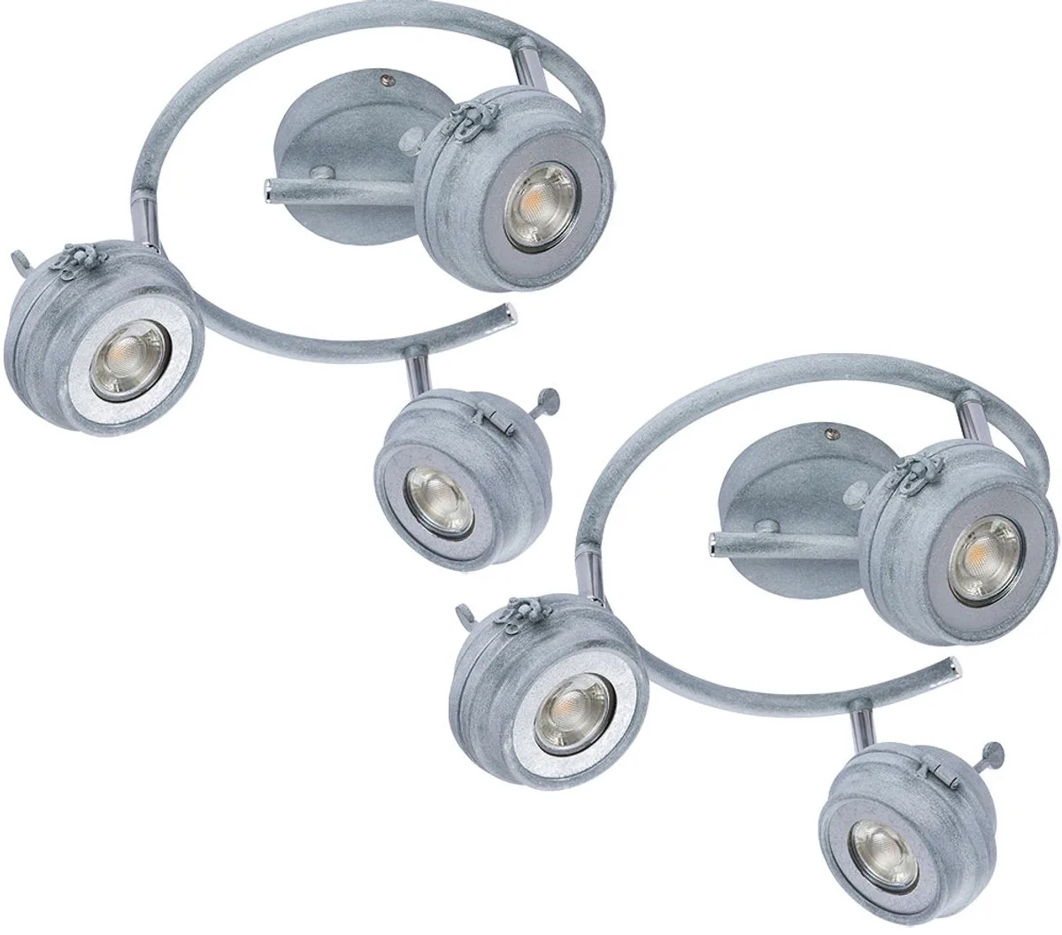 Spotlamp plafondlamp woonkamer lamp keuken, 3 vlammen spots beweegbaar, metaal antiek, 3x GU10 LED 5 watt 340 lumen, set van 2 fra Globo i Grå – produktbillede