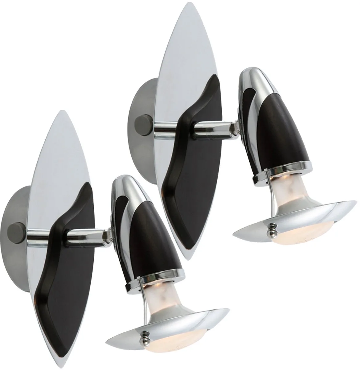 Spotlight Wandlamp Ganglamp Leeslamp Woonkamer, staal ijzer zilver 1x E14 fitting, HxB 20x17 cm, set van 2 från Globo i Svart – produktbild