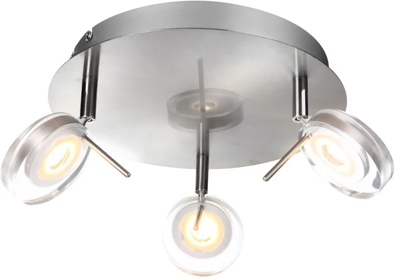 Spotrondell drie spots plafondlamp zwenkbaar woonkamerlamp modern, 3x LED 5W 375Lm warm wit, DxH 25x16 cm de Globo en Argent – photo produit