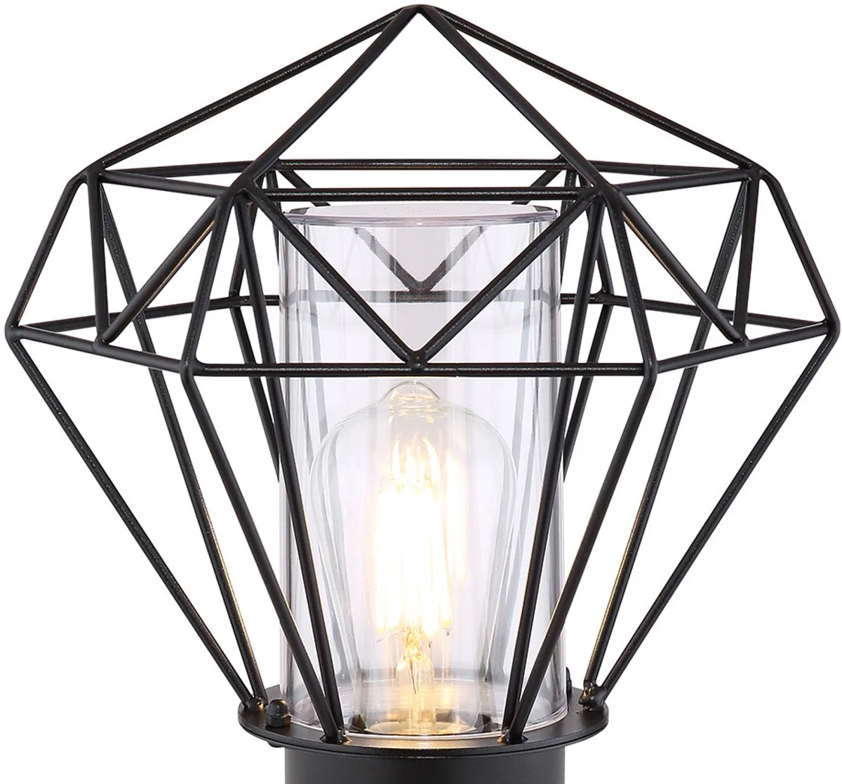 Staande buitenlamp tuin roestvrij staal, industriële design raster kap, 1x E27, H 31,5 cm van Globo in Zwart – productfoto